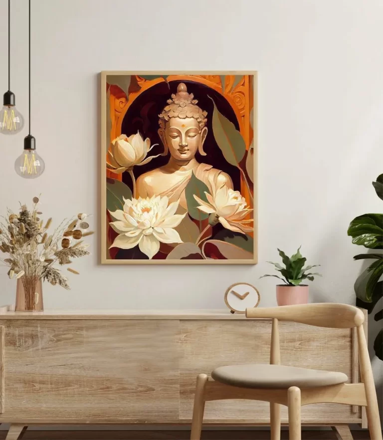 Eternal Peace: Buddha Amidst Blossoming Lotuses