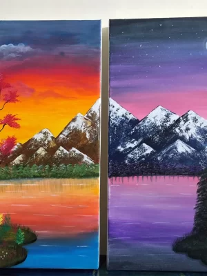 Handmade Day & Night Acrylic Painting