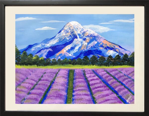 Original Handmade Lavender Fields Snow-scape Acrylic painting - Image 3