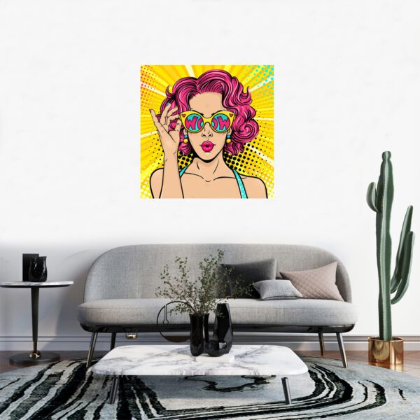 Pop Art : Modern Lady with Colorful Sunglasses & Curly Pink Hair - Image 4