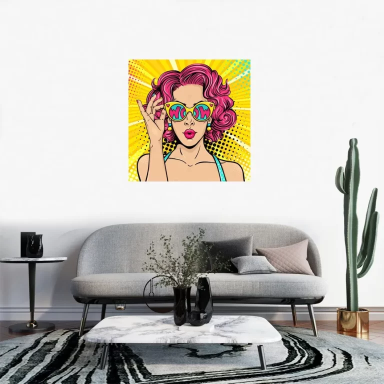Pop Art : Modern Lady with Colorful Sunglasses