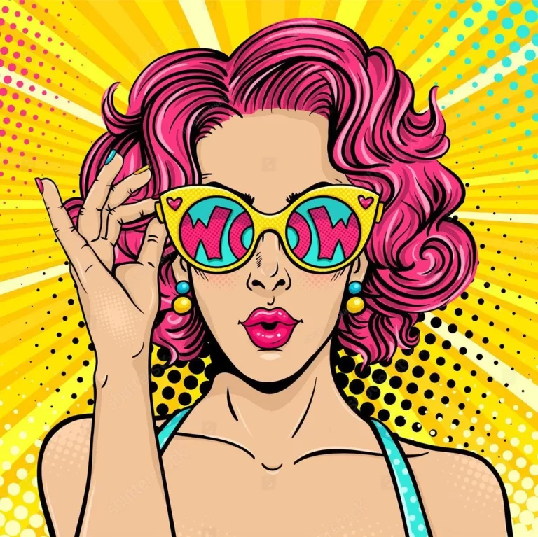 Pop Art : Modern Lady with Colorful Sunglasses