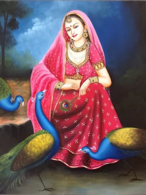 Peacock Serenade: Graceful Rajasthani Lady