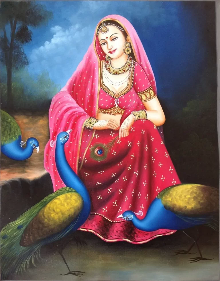 Peacock Serenade: Graceful Rajasthani Lady