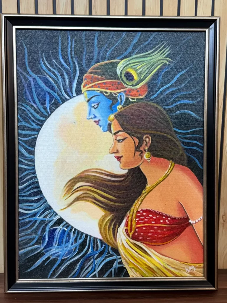 Sacred Harmony - Handmade Radha Krishna Artwork