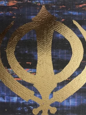 Original gold leaf Sikh Art Khanda Painting