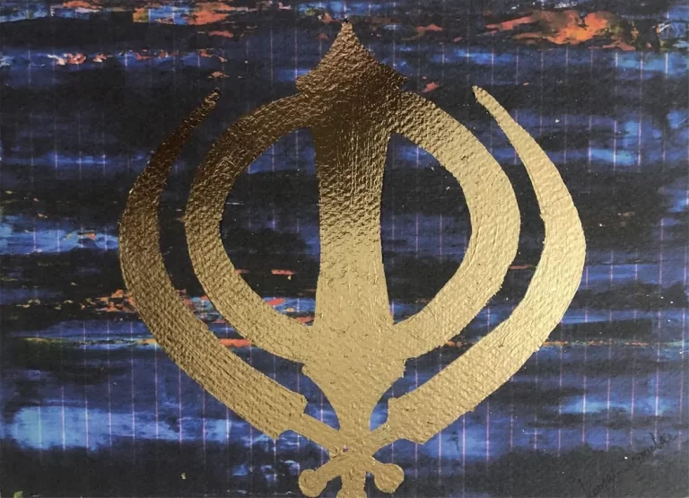 Original gold leaf Sikh Art Khanda Painting