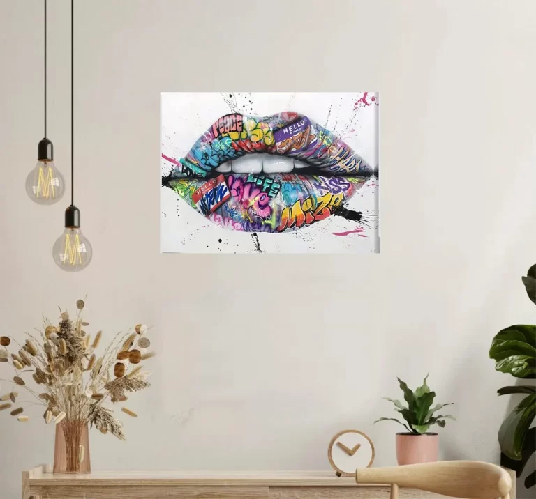 Expressive Lips with Colorful Text