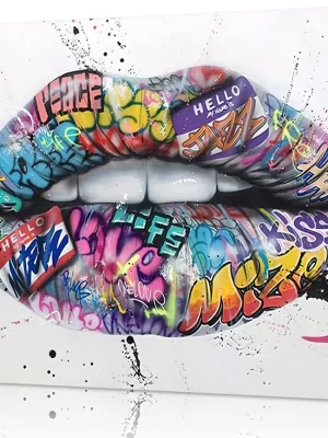 Expressive Lips with Colorful Text
