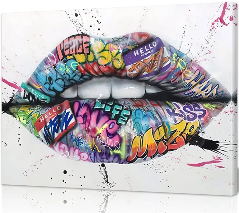 Expressive Lips with Colorful Text