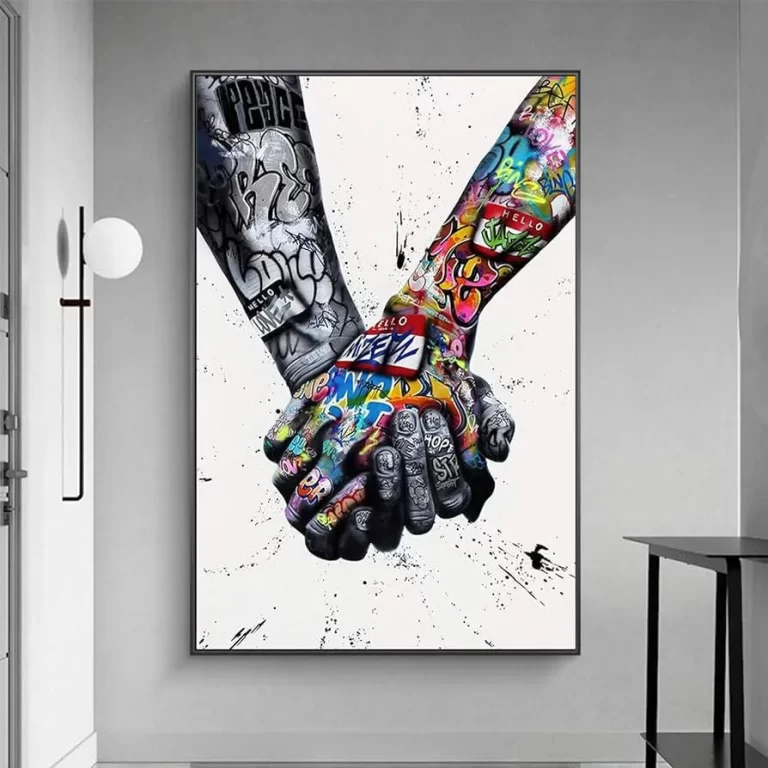 Colorful Graffiti Hand-Holding Art