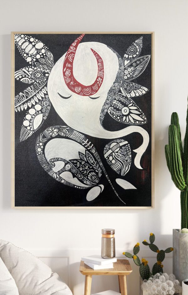 Original Ganesha Painting (Black, Grey) - Image 3