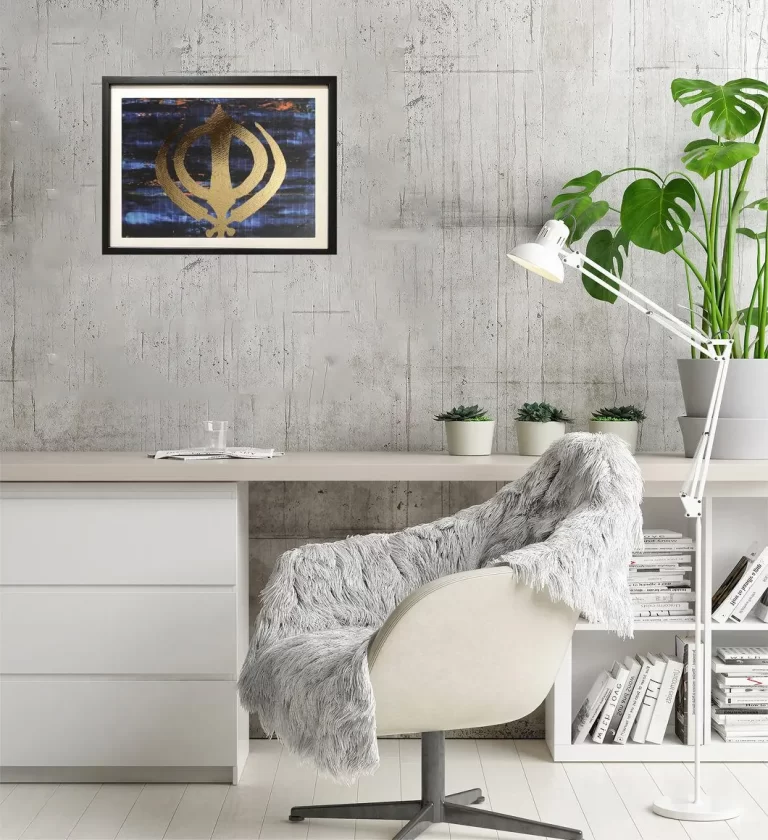 Original gold leaf Sikh Art Khanda Painting