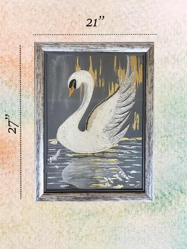 Elegant White Swan Gold Accent Painting