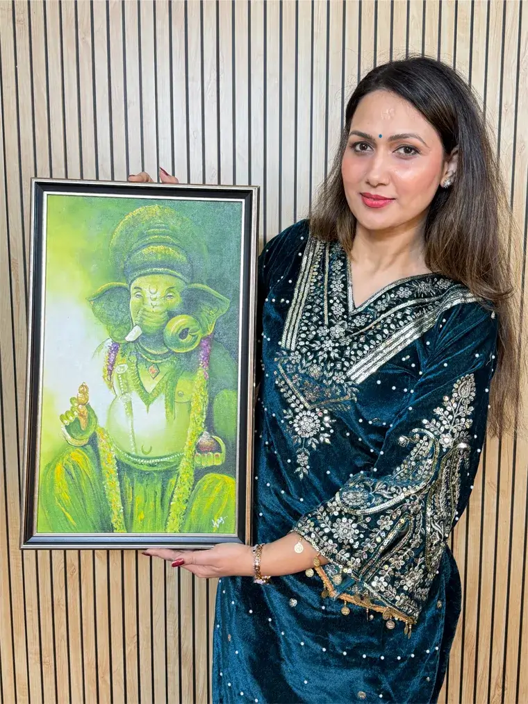 Green Ganesha Painting