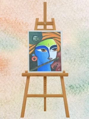 Modern Krishna Portrait Flute Painting