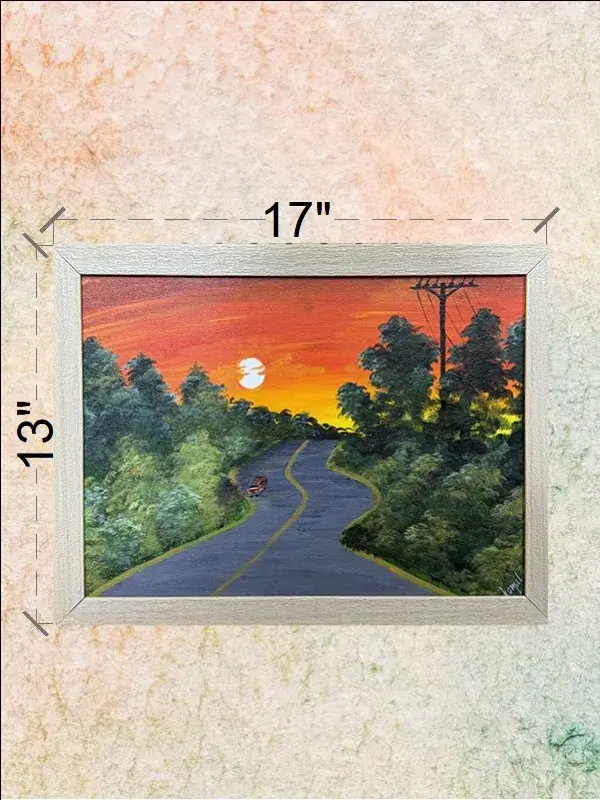 Sunset Road Landscape Scenic Painting