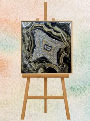 Luxury Gold & Black Resin Geode Artwork