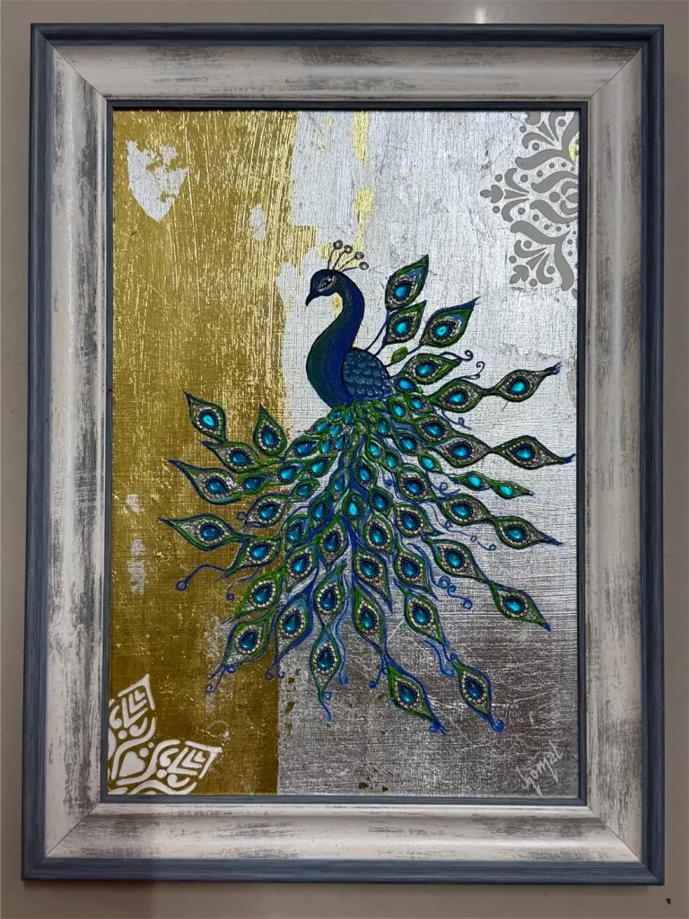 Royal Peacock Metallic Textured Artwork