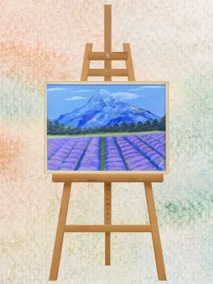 Lavender Fields Beneath Blue Mountain Painting