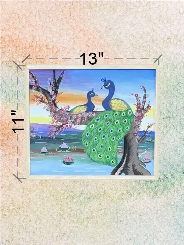 Romantic Peacock Pair in Lotus Lake Painting