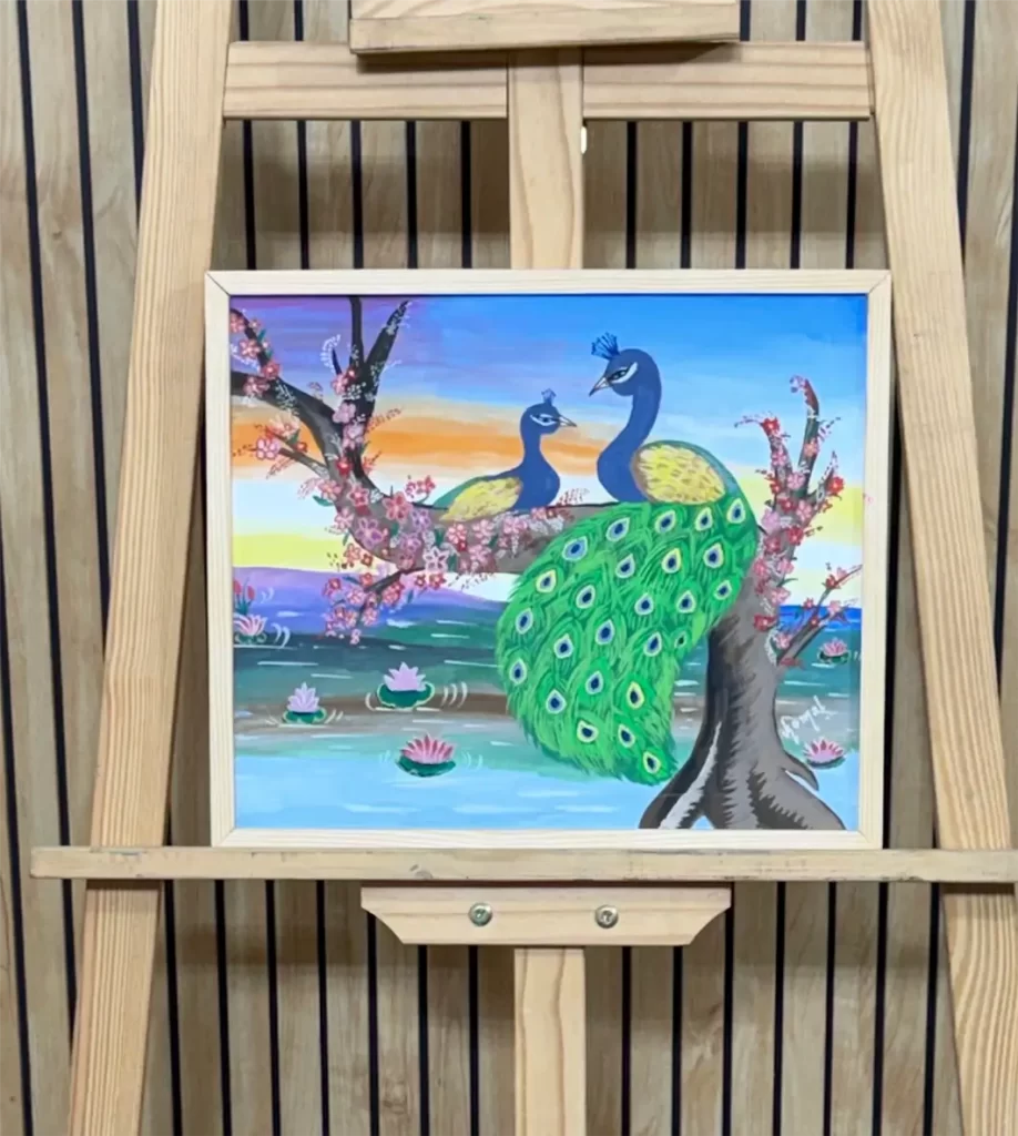 Peacock and the Bloom - Handmade Painting