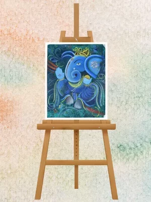 Blessings in Blue Ganesha Handmade Painting