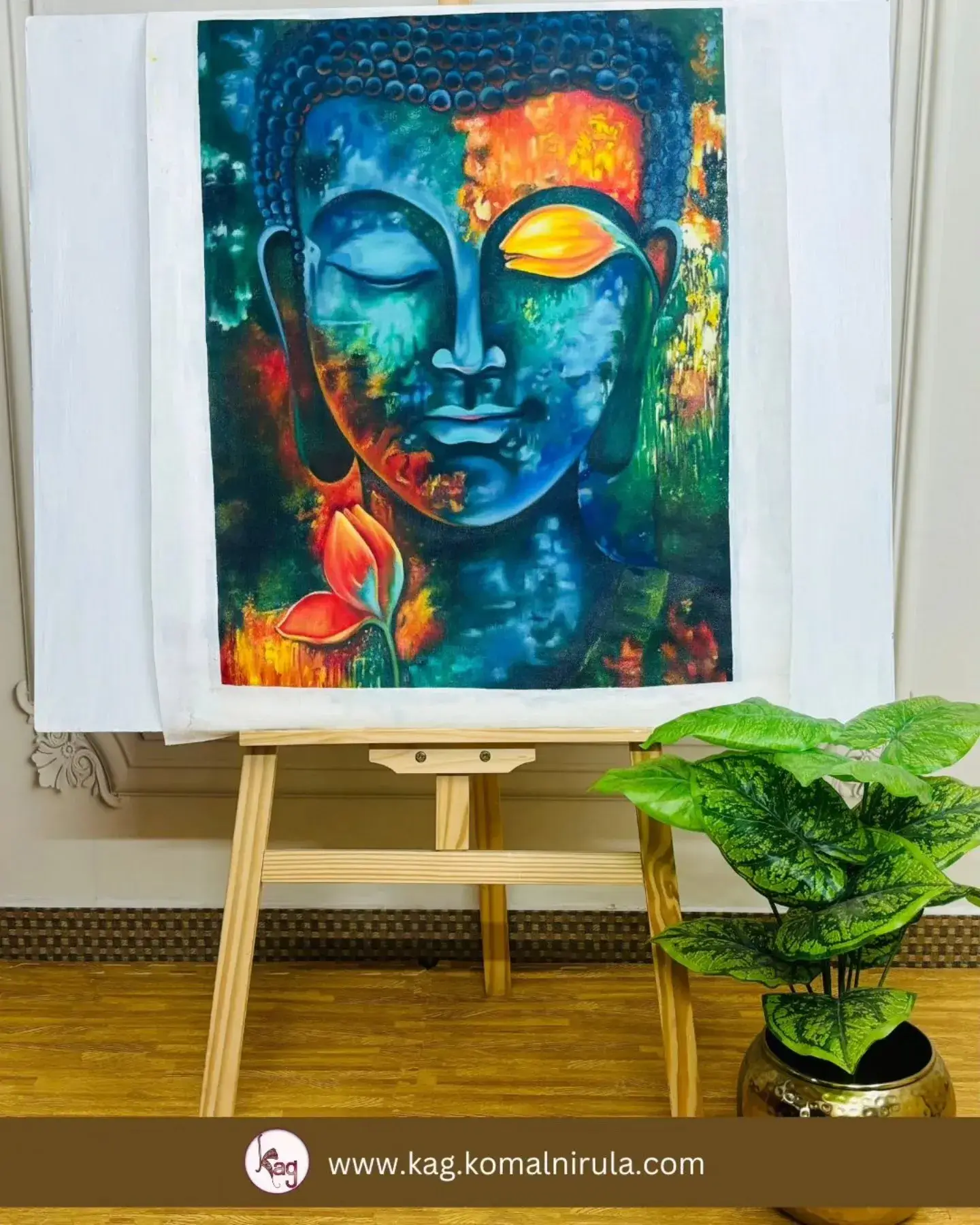 Buddha's Blooming Wisdom Handmade Painting - Image 4