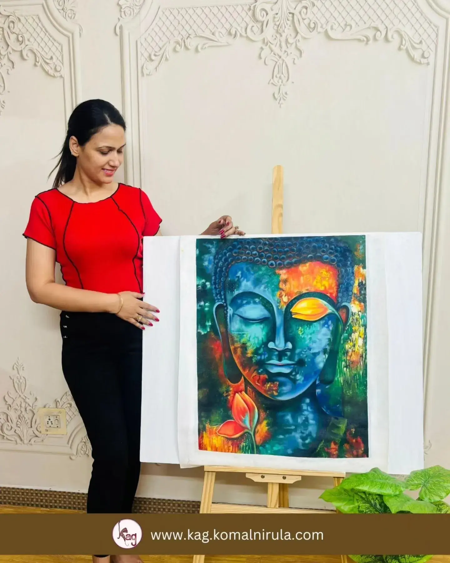 Buddha's Blooming Wisdom Handmade Painting - Image 3