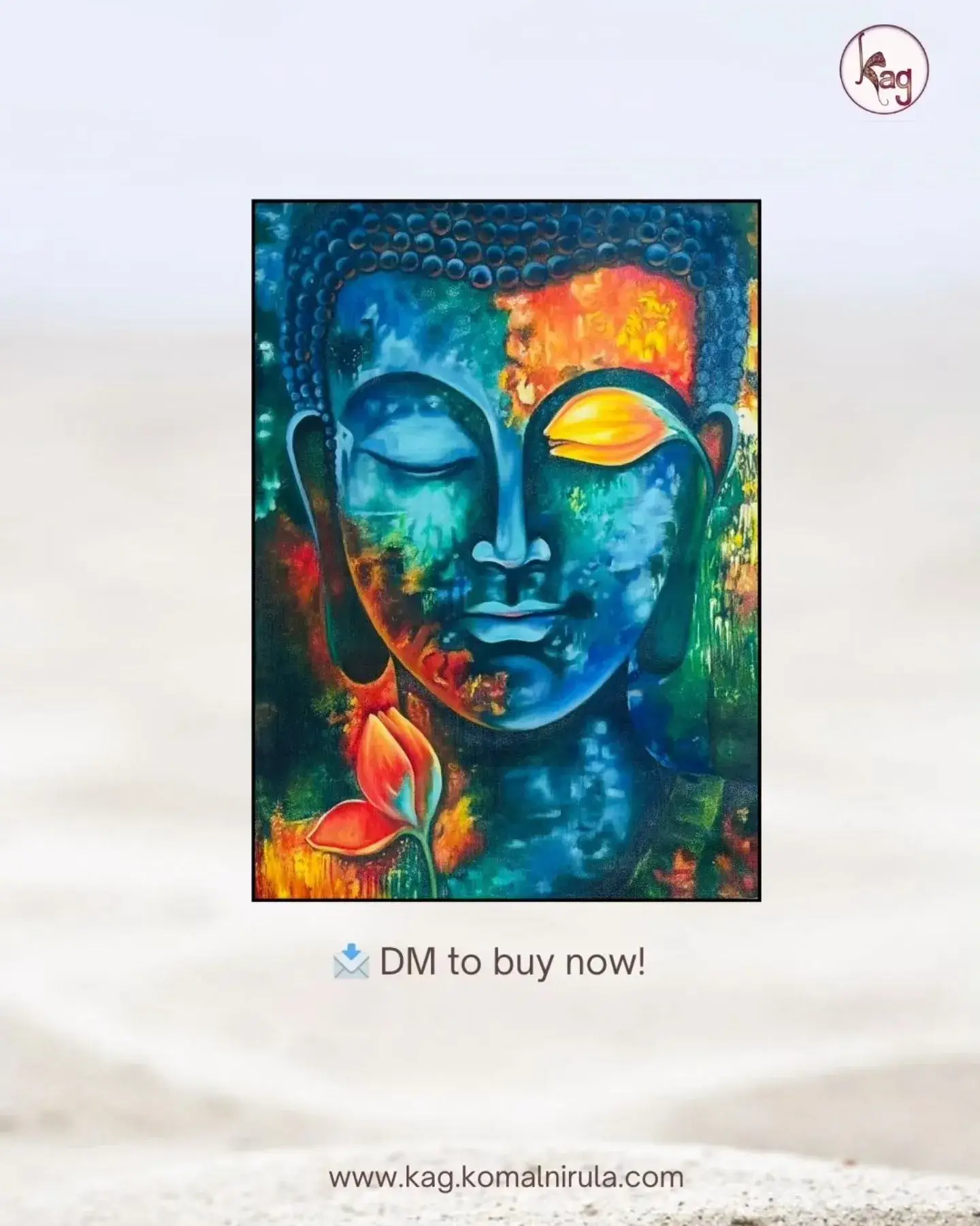 Buddha's Blooming Wisdom Handmade Painting - Image 6