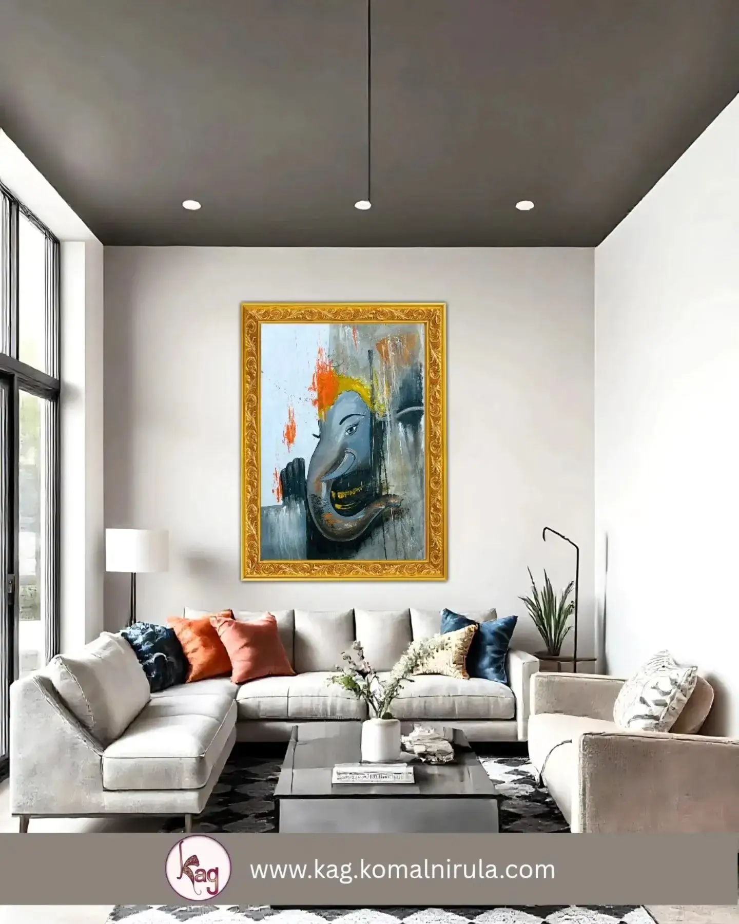 Divine Duality Lord Ganesha Handmade Painting