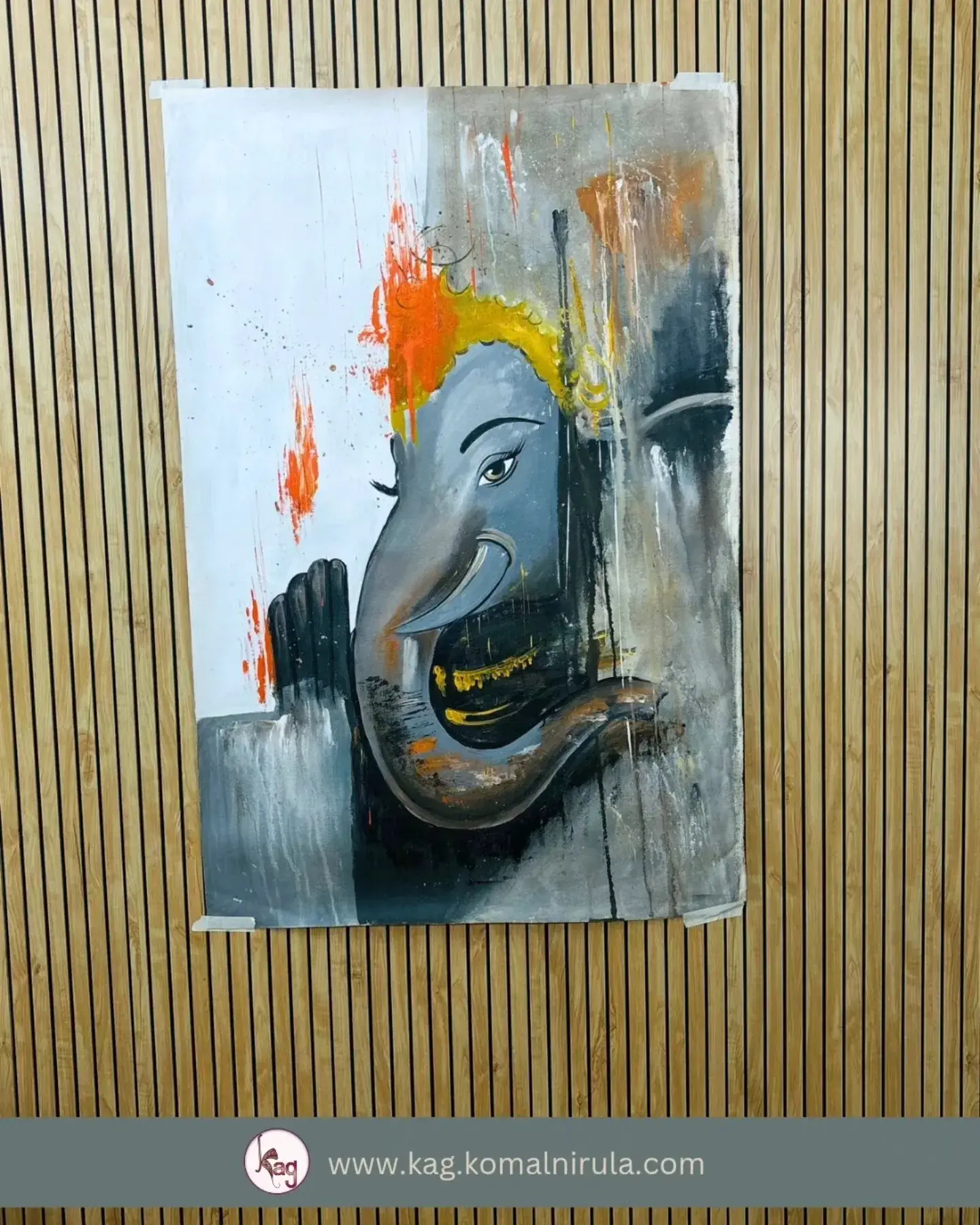 Divine Duality Lord Ganesha Handmade Painting