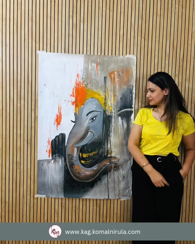 Divine Duality Lord Ganesha Handmade Painting