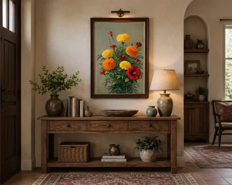 Marigold & Hibiscus Harmony Print Art