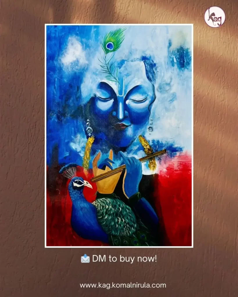 The Blue Divine-krishna Handmade Painting