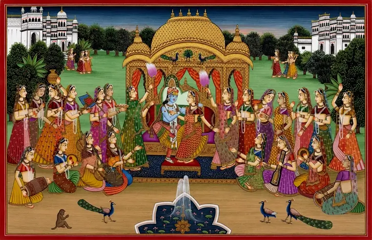 Handmade Krishna Raas Leela Pichwai Painting