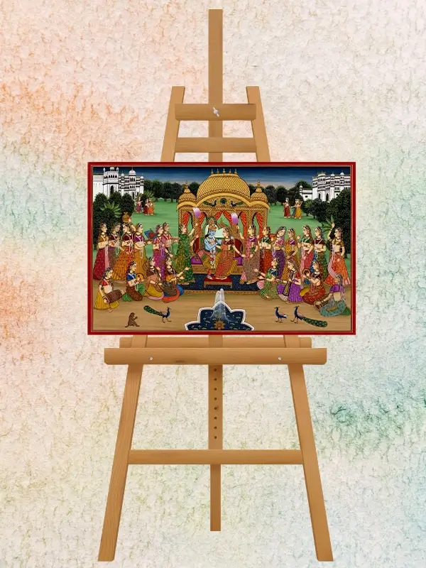 Handmade Krishna Raas Leela Pichwai Painting